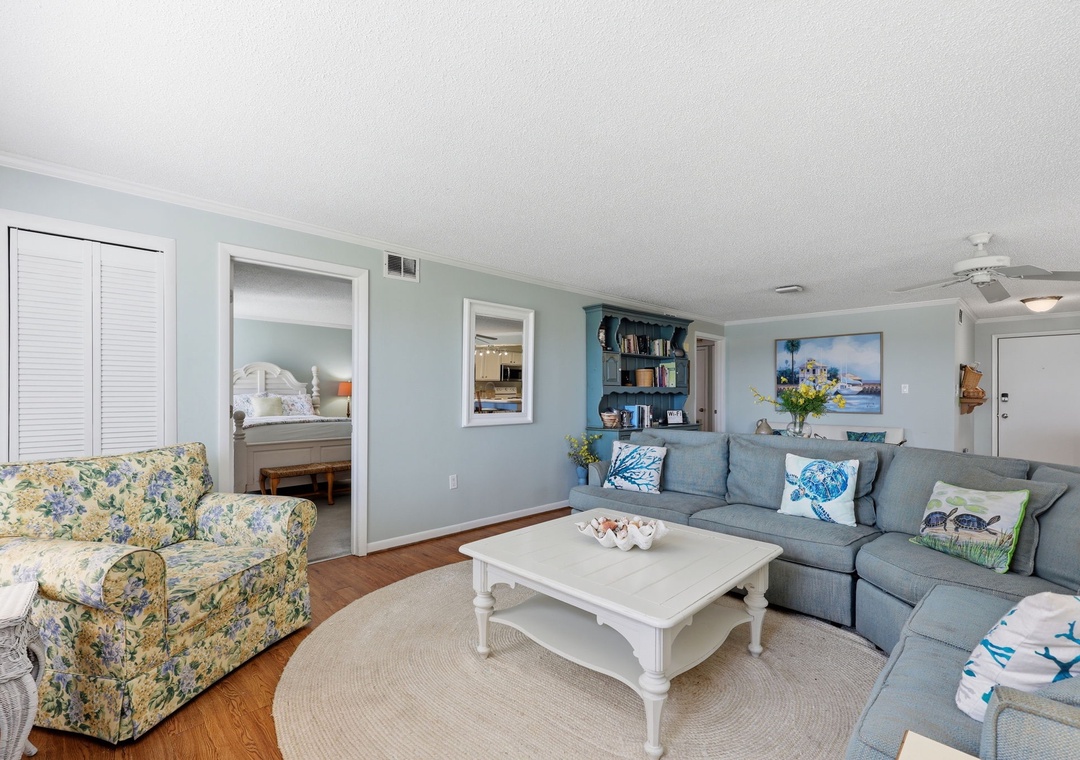 Settle into your coastal retreat with soft seating, charming décor, and a calming palette that invites relaxation after a day of adventure.