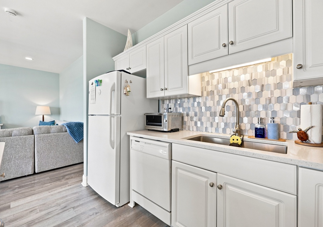 Ocean Club Oasis | Kitchen and Living Area