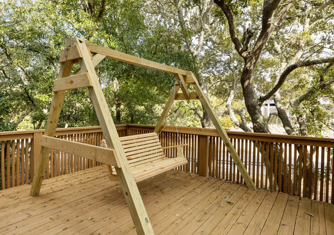 Porch swing on back deck