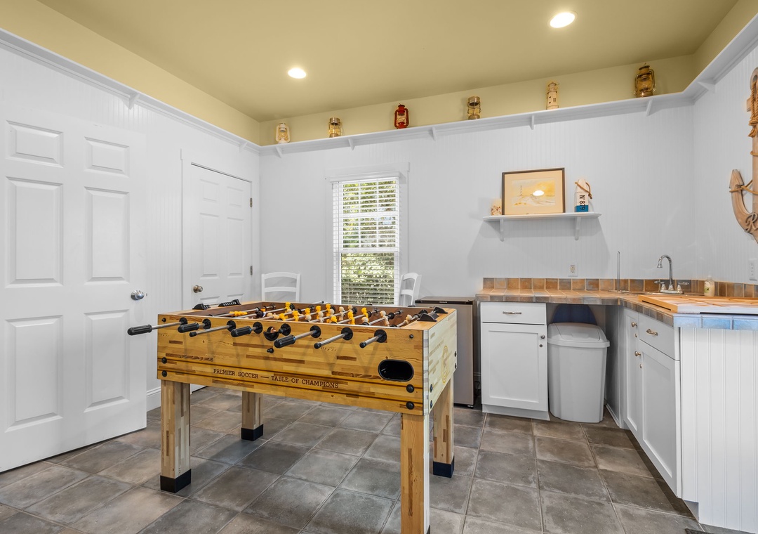 Rec Room with a Mini Fridge
