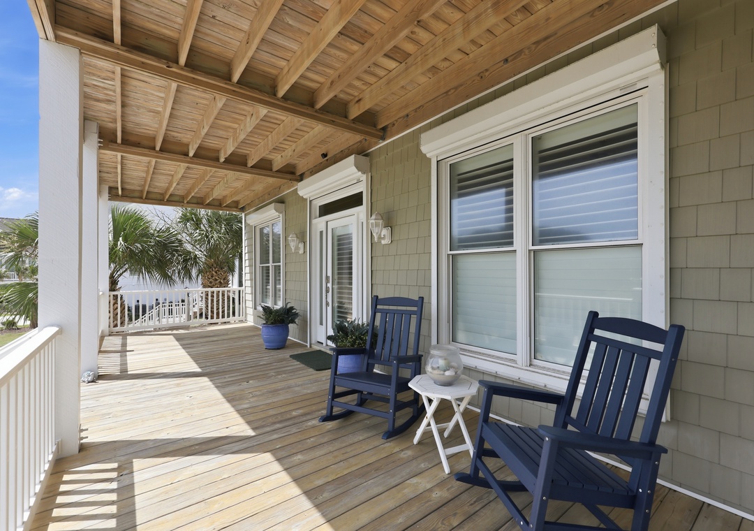 Blue Chair Stays | Covered Porch