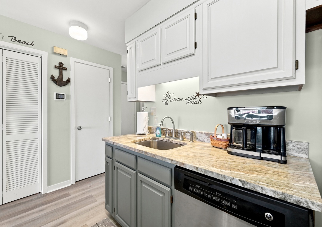 Char’s Cozy Condo | Kitchen and Coffee Maker