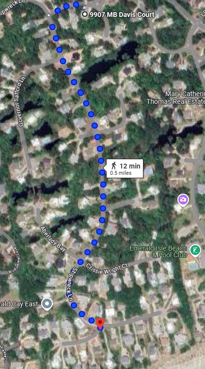 Periwinkle Cottage beach access map