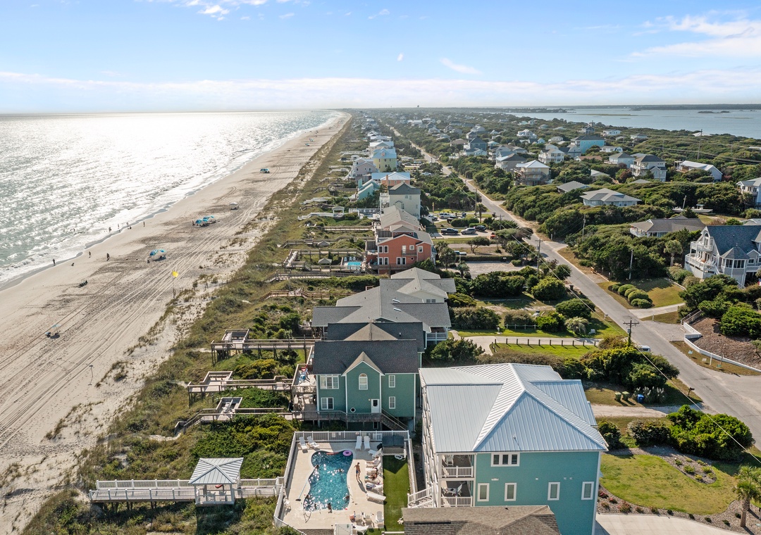 Aerial up the beach