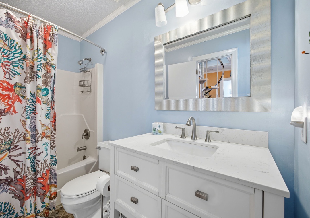 Bathroom Attached to Bunk Room and Hallway