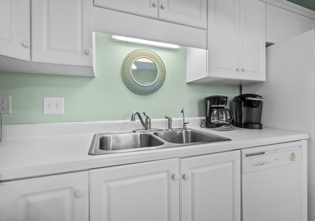 Your bright kitchenette makes meal prep a breeze with fresh coffee ready to fuel your morning adventures.