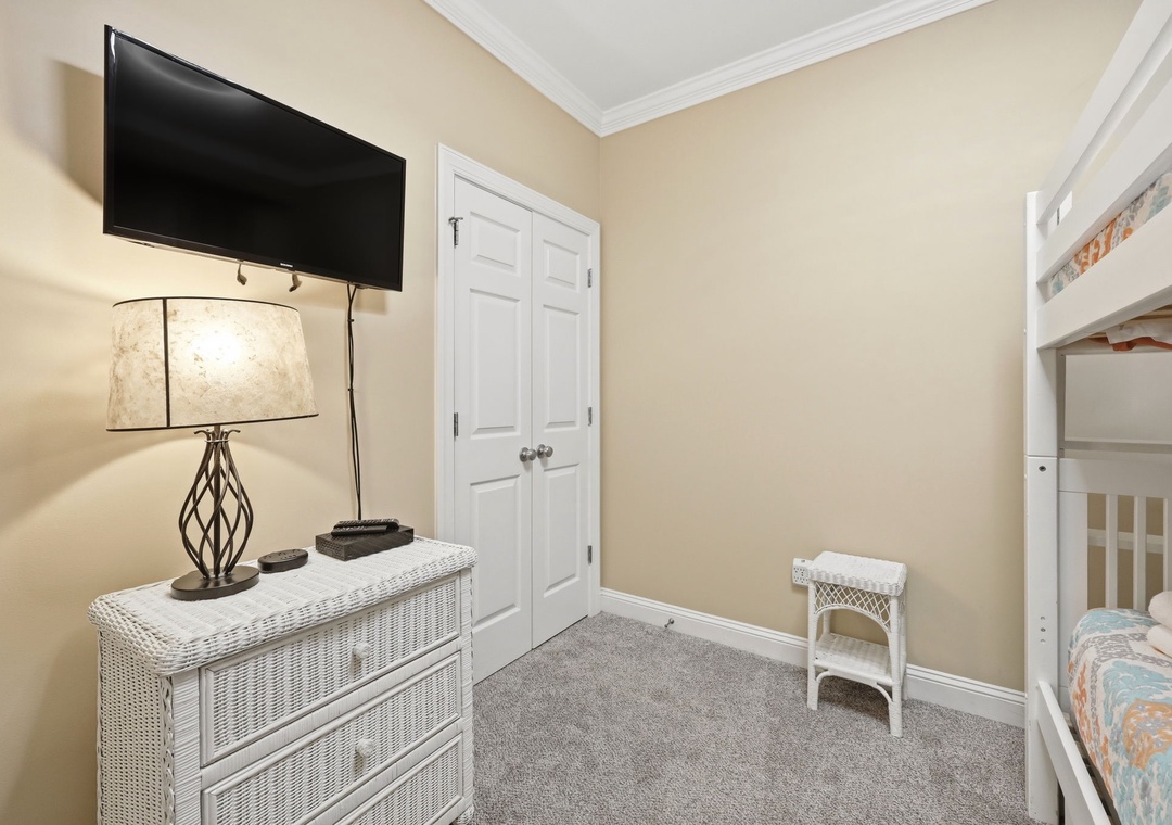 Unwind in your cozy retreat with entertainment and comfort at your fingertips. Soft lighting and a mounted TV make this your perfect space to relax after a day of adventure.