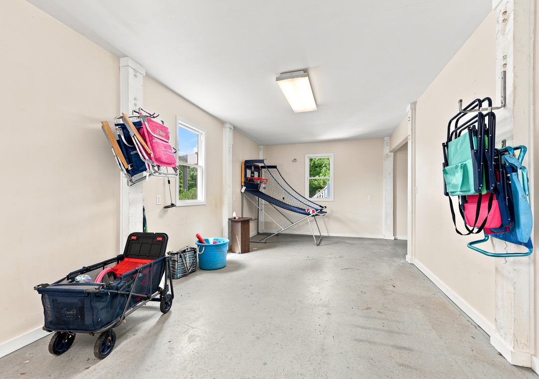 Blue Chair Stays | Garage and Game Area