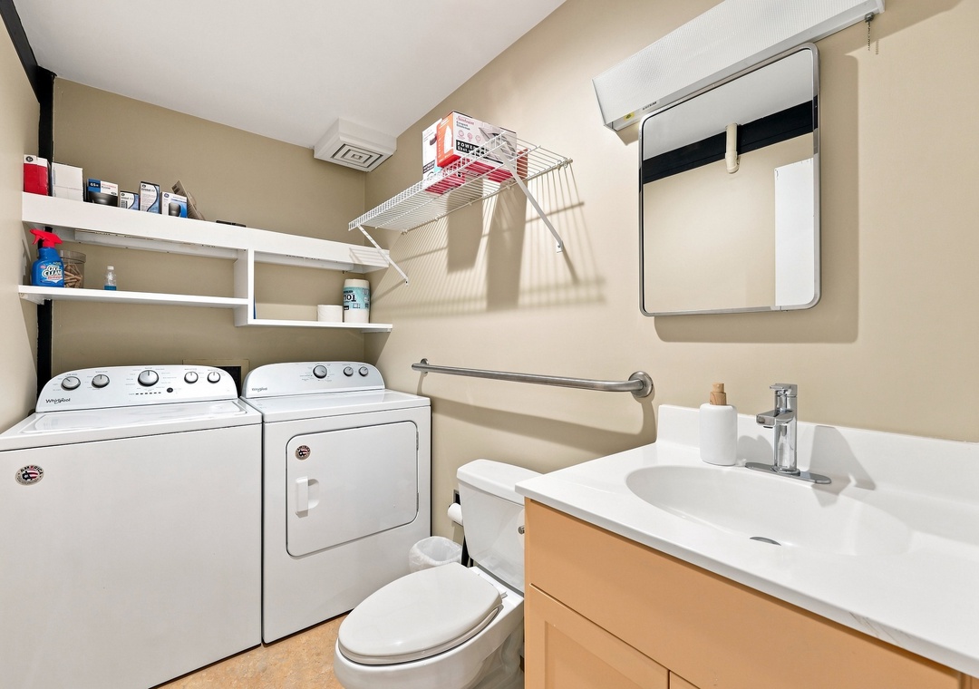 Bogue House | Laundry Area and Half Bathroom