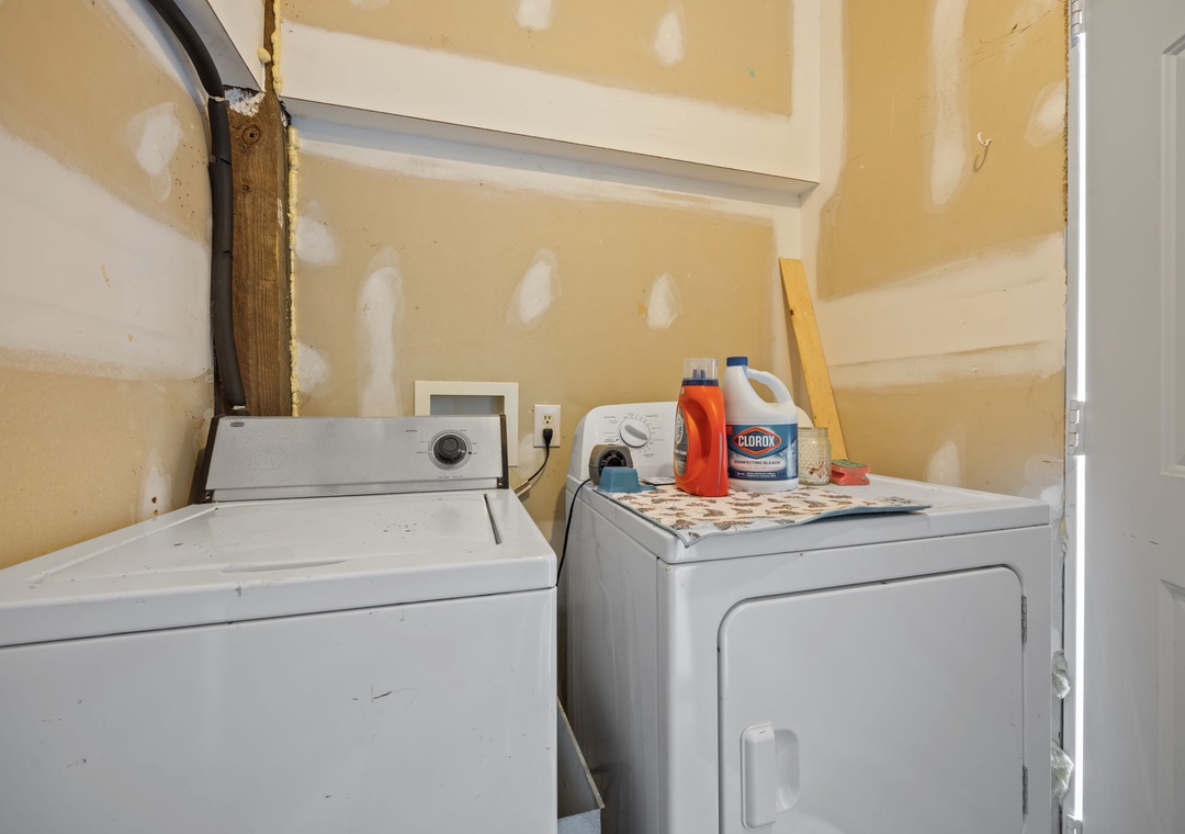 Your own private laundry area keeps your vacation wardrobe fresh, with full-size washer and dryer tucked away in this convenient space.