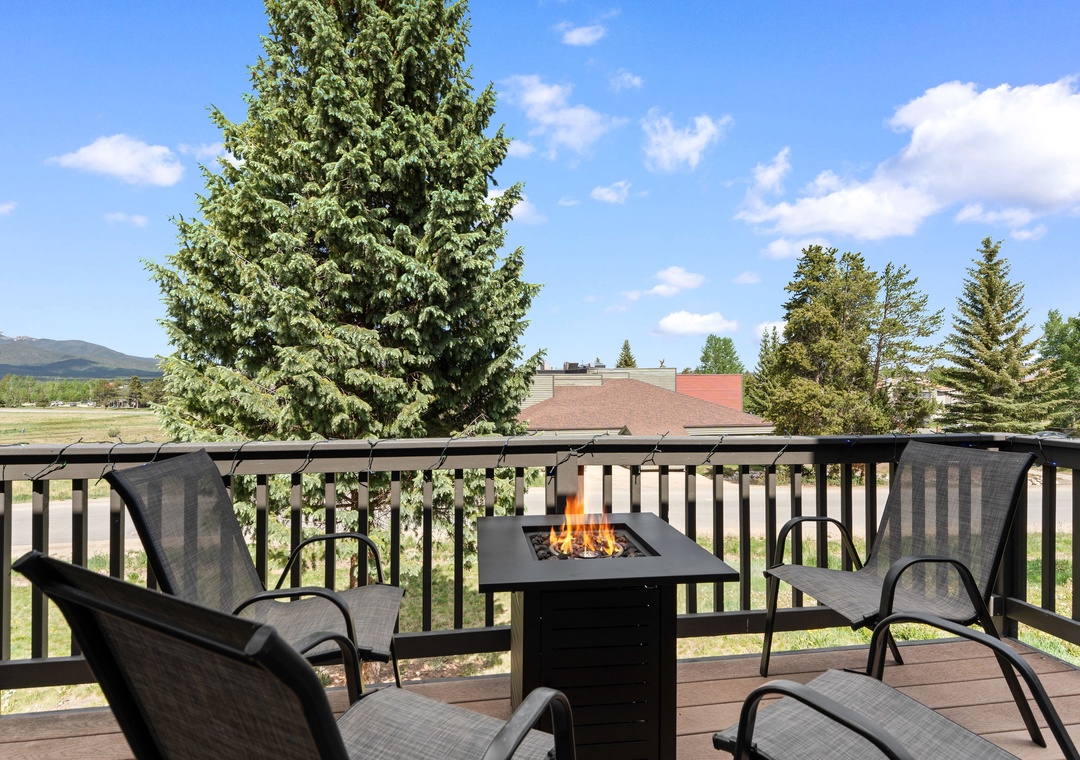 Gather around the firepit on your private deck and take in sweeping mountain and meadow views. This peaceful outdoor space invites you to unwind with morning coffee or evening conversations under open skies.