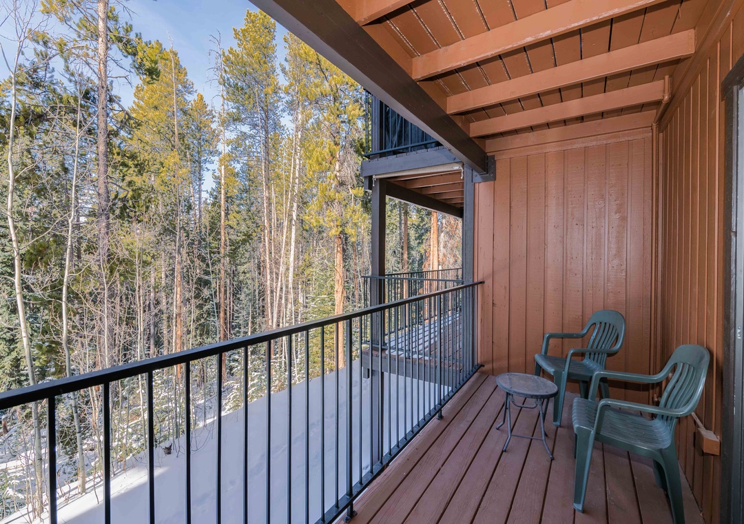 Step onto your private balcony for morning coffee surrounded by towering pines and crisp mountain air.