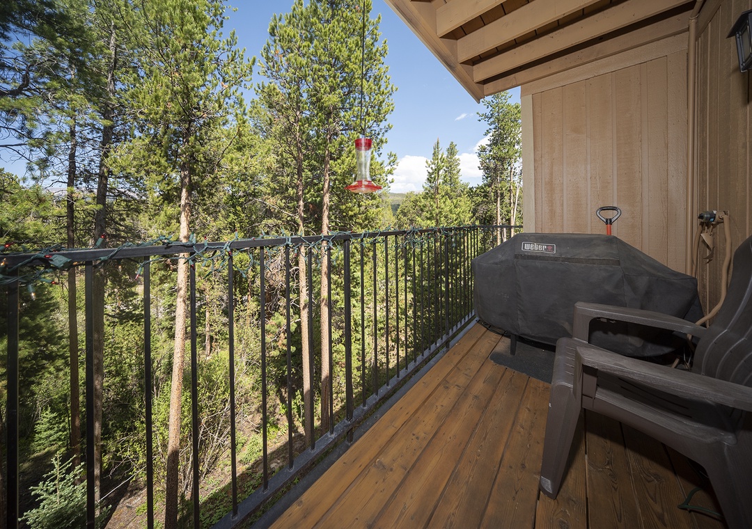 Fire up your Weber grill on this spacious deck while soaking in breathtaking forest views that stretch endlessly before you.