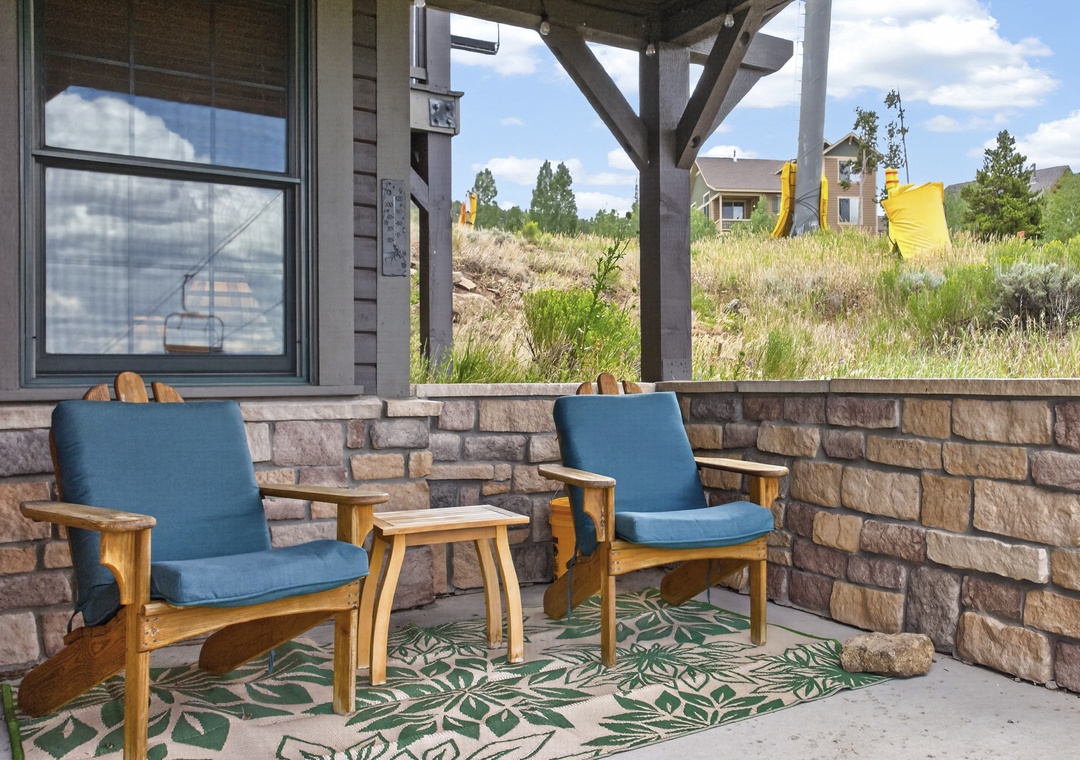 Settle into your private patio with comfortable seating and soak up the fresh mountain air. The peaceful surroundings and natural landscape create the perfect spot for your morning coffee or evening unwind.