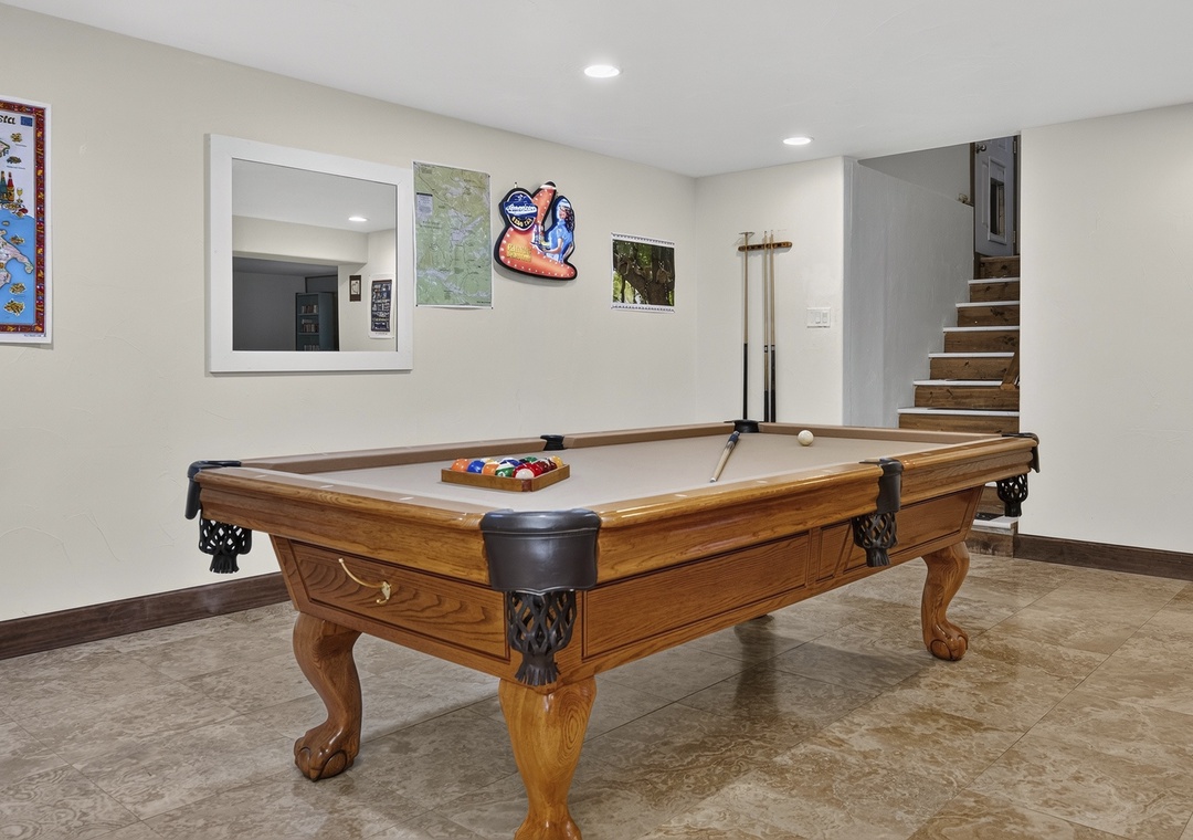 Challenge friends to a game of pool in your private game room—perfect for unwinding after a day of adventure.