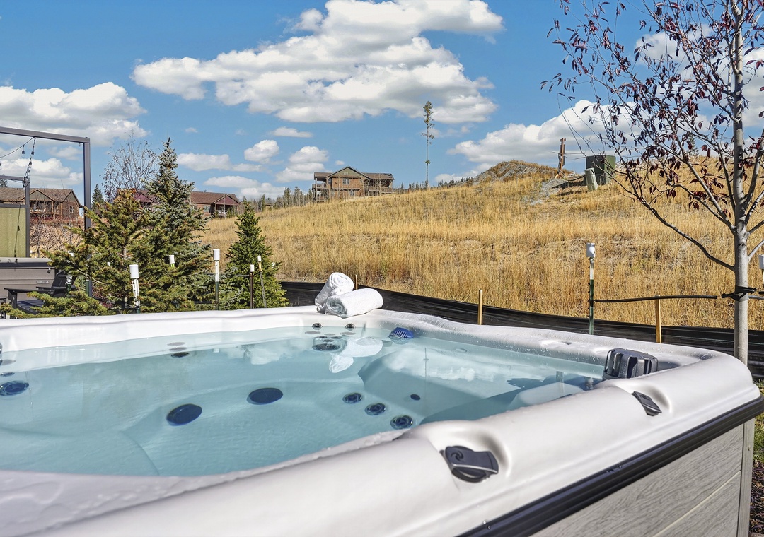 Soak away your cares in your private hot tub while taking in the peaceful views of rolling hills and wide-open skies.