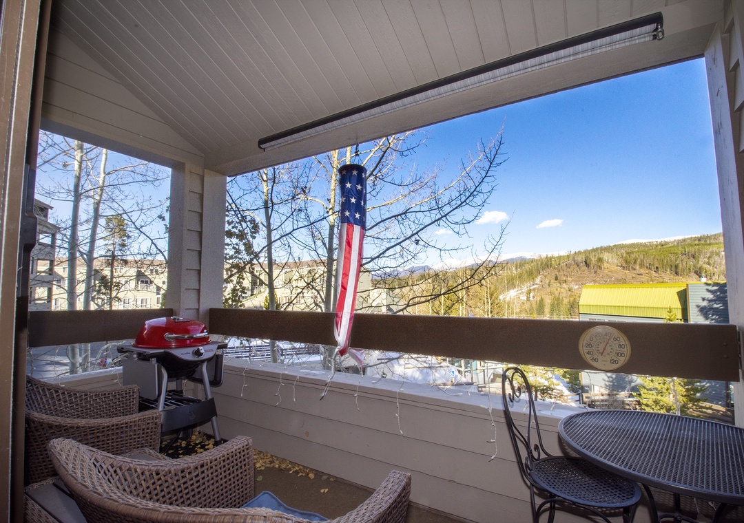 Step onto your private mountain balcony where crisp air and stunning views await your morning coffee or evening relaxation.