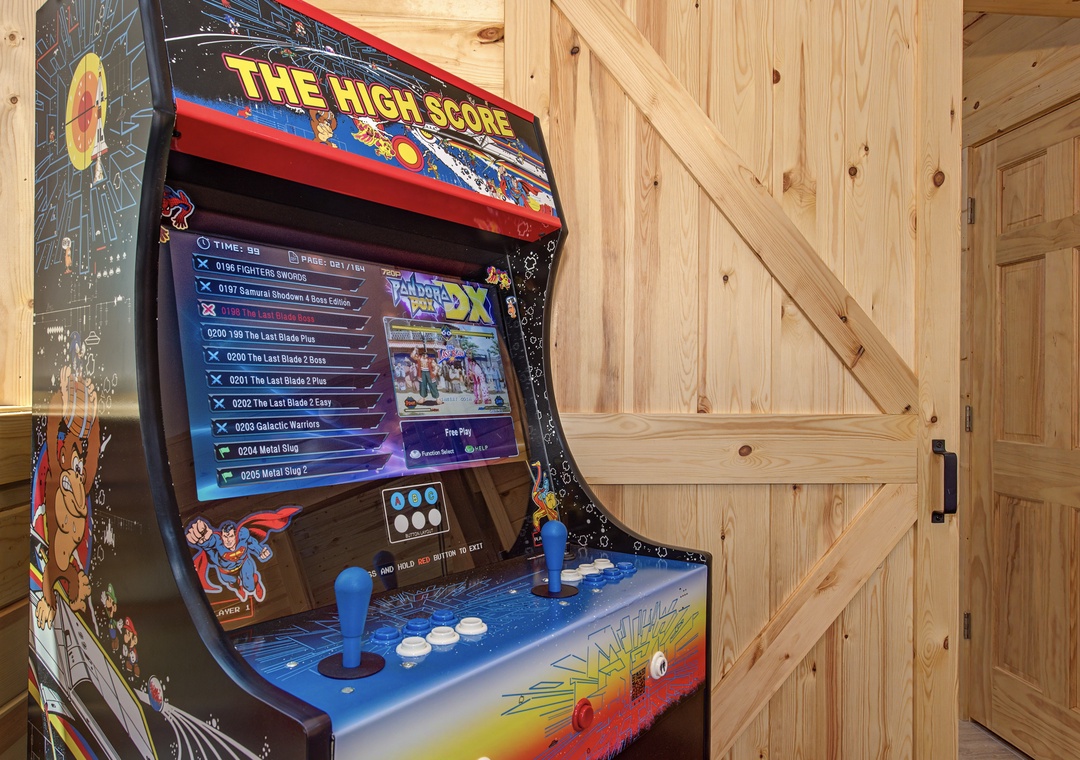 Challenge yourself on this classic arcade machine loaded with retro games, ready for your high score moments and friendly competitions.