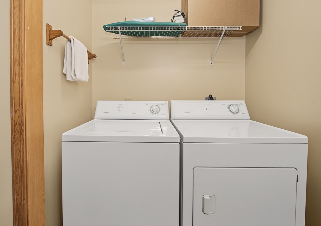 Your own in-unit washer and dryer make it easy to keep fresh towels and clothes on hand throughout your stay.