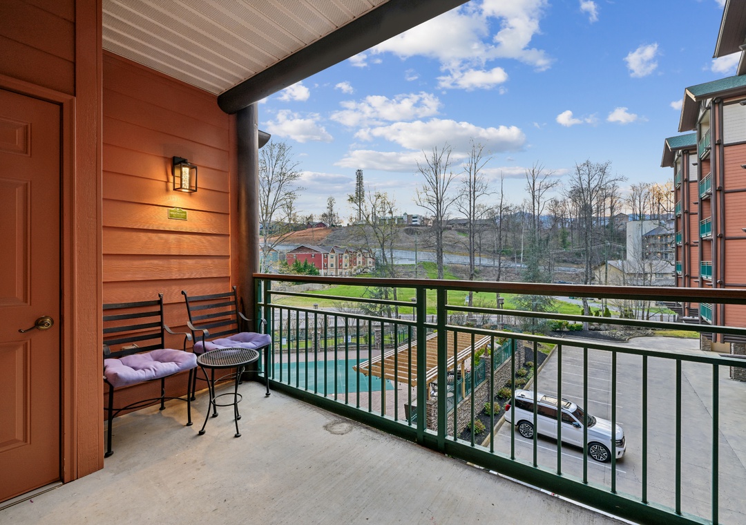 Step onto your private balcony to enjoy mountain views and watch the world below while sipping morning coffee in peaceful comfort.