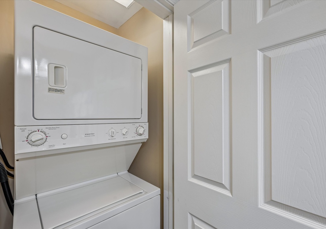Your in-unit washer and dryer make packing light effortless, tucked neatly in your private closet for ultimate convenience.