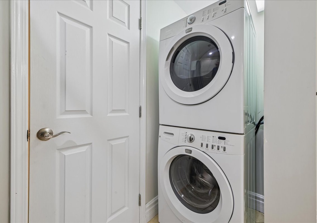 Your private washer and dryer are tucked away in this convenient closet, making it effortless to keep your vacation wardrobe fresh.