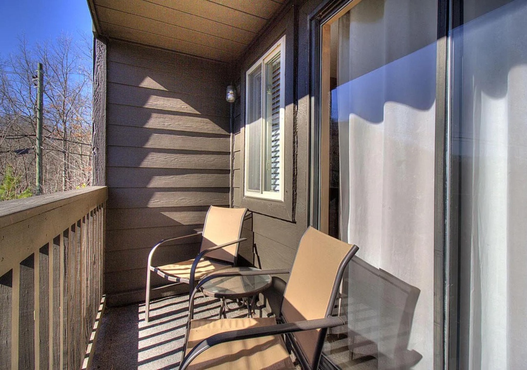 Step onto your private balcony to sip morning coffee while enjoying peaceful woodland views and fresh mountain air.