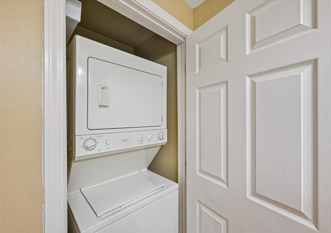 Your in-suite laundry closet keeps travel light with a convenient washer and dryer combo right at your fingertips.