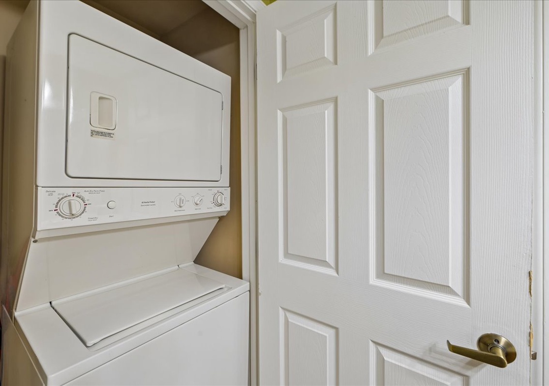Your own washer and dryer tucked away in a convenient closet makes packing light and staying fresh effortless.