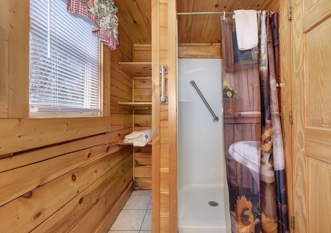 Unwind in your private sauna, then refresh in the adjoining shower—a perfect wellness retreat after adventure-filled days.