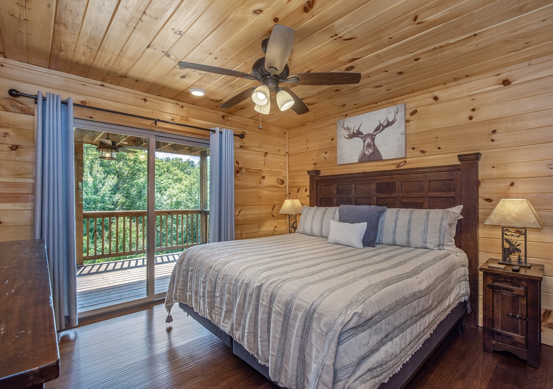 Drift into restful sleep surrounded by warm natural wood and soft light. Your private balcony opens to lush forest views, inviting crisp morning air and tranquil moments whenever you need them.