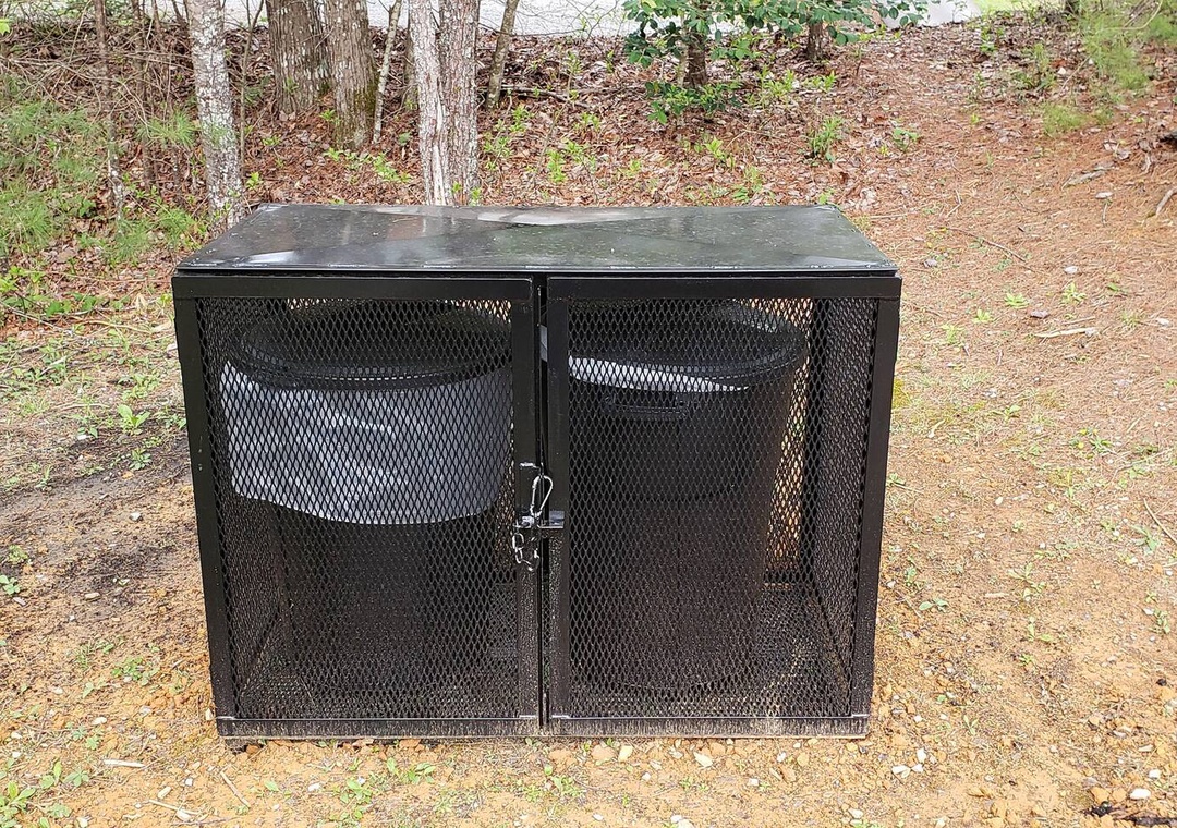 Secure storage cabinet with mesh doors keeps your outdoor gear and personal items safe while you explore nature.