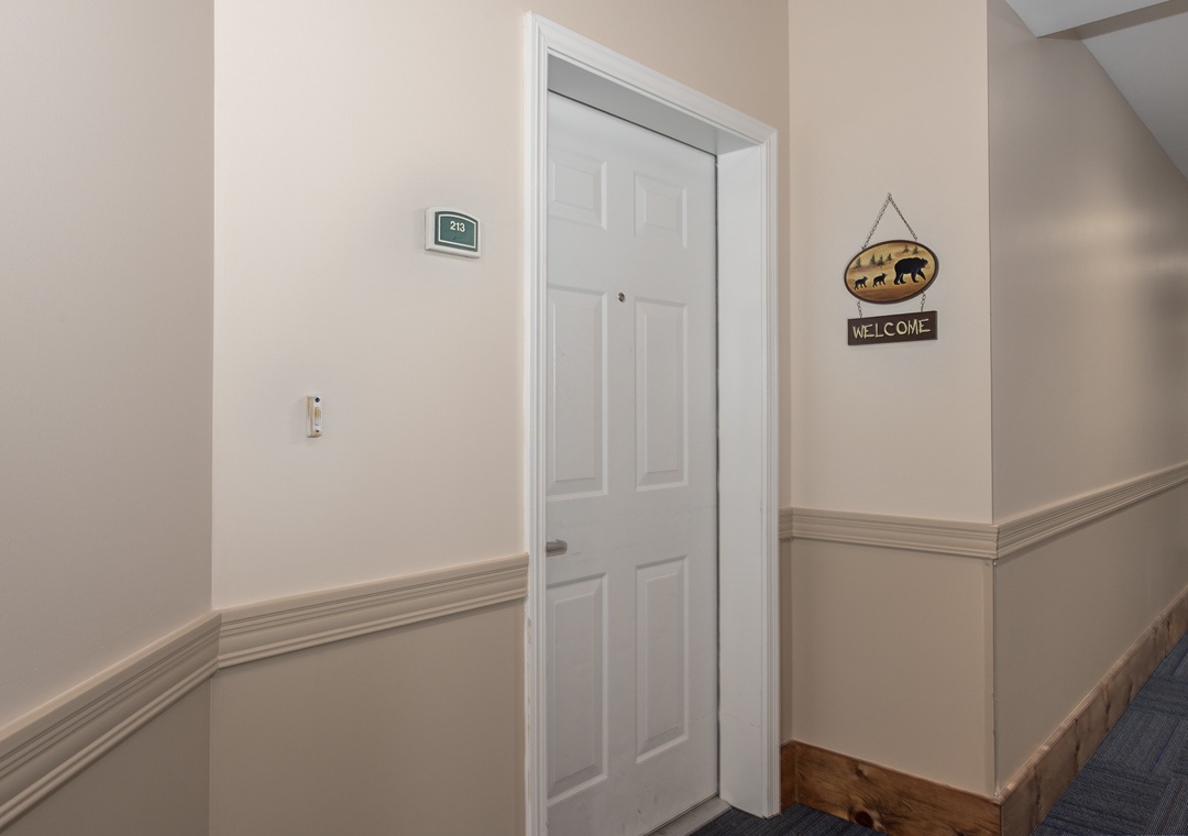 Your home away from home awaits behind this welcoming door, complete with rustic charm and thoughtful touches.