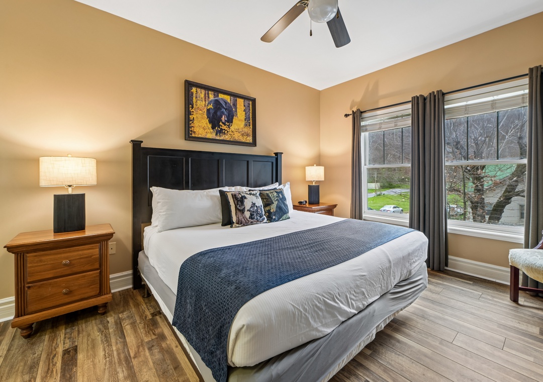 Sink into crisp linens and let the peaceful neighborhood view outside your window help you unwind after your adventures.