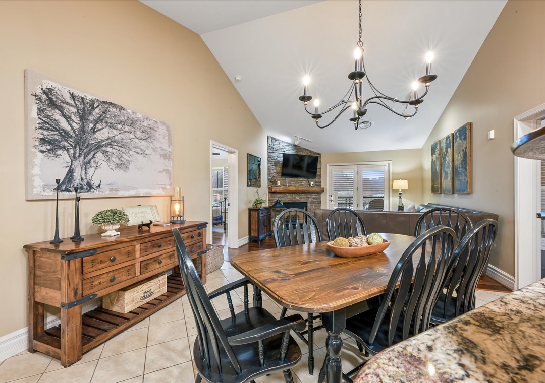 Gather around your elegant dining table where rustic wood meets modern comfort, perfect for memorable meals with loved ones.