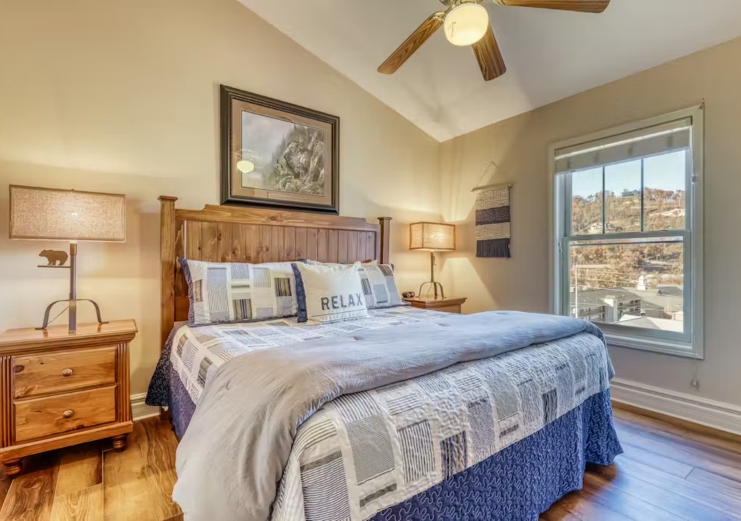 Unwind in your cozy retreat with rustic charm, soft linens whispering 'relax,' and scenic views framing peaceful mornings.