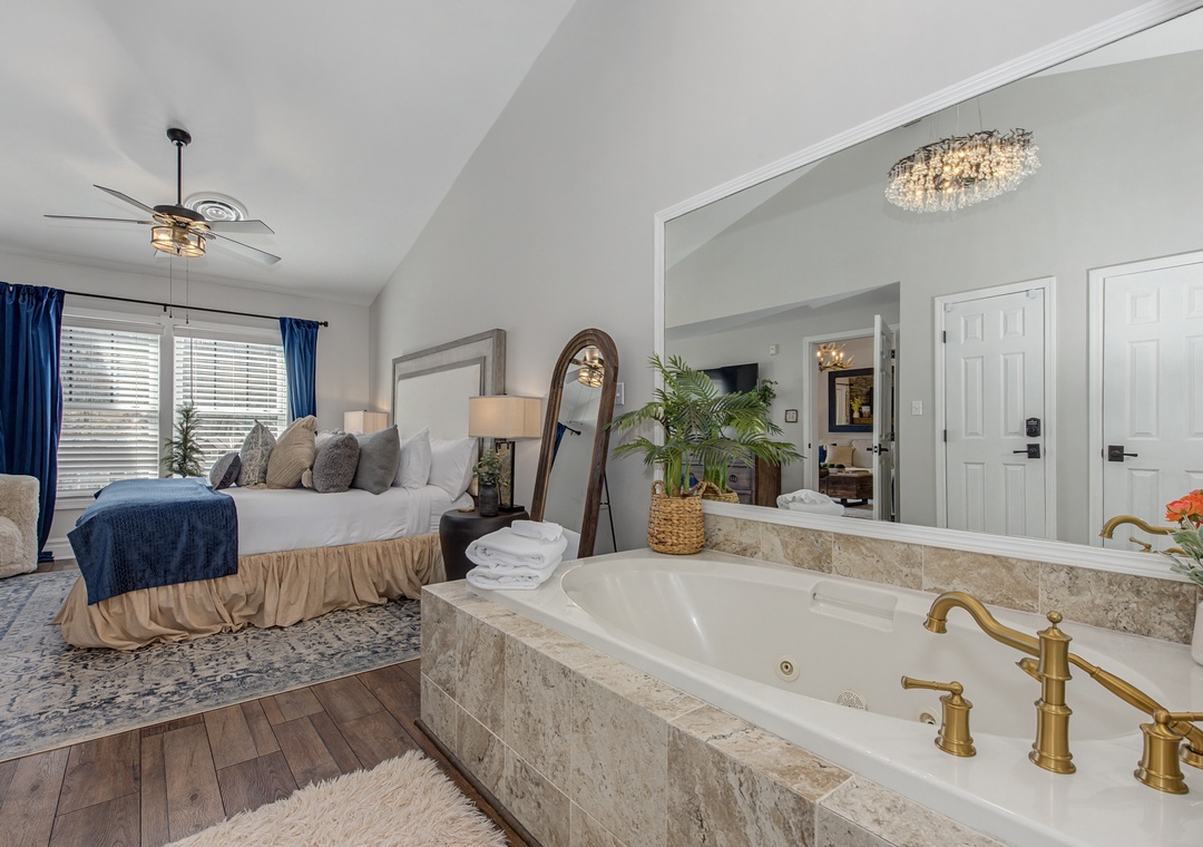 Unwind in your luxurious suite where a soaking tub beckons after busy days exploring.