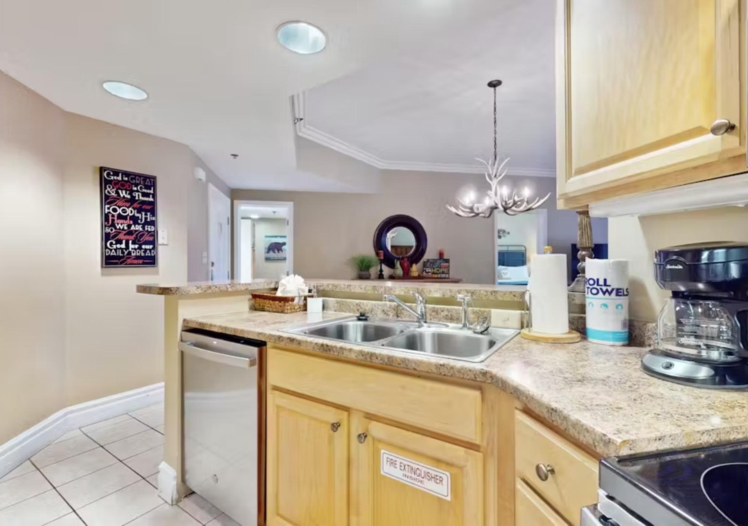 Your fully equipped kitchen features granite counters, modern appliances, and everything you need to create memorable meals during your stay.