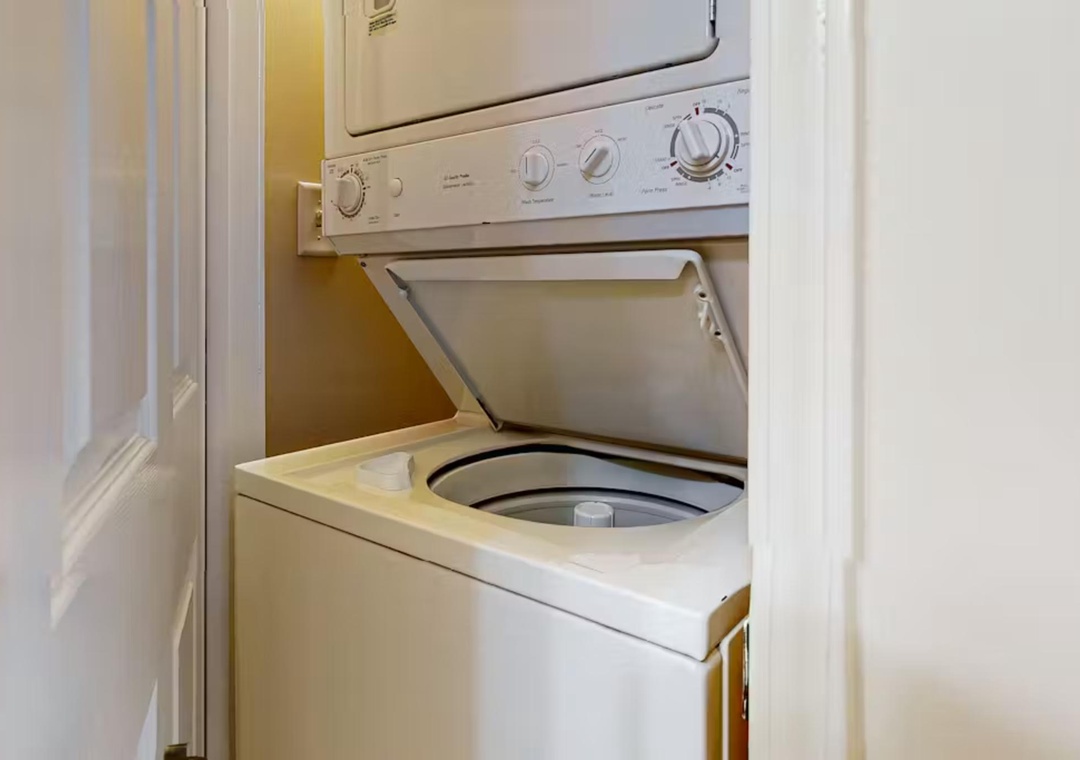 Keep your clothes fresh with your own private washer and dryer, tucked away in a convenient closet for easy access during your stay.