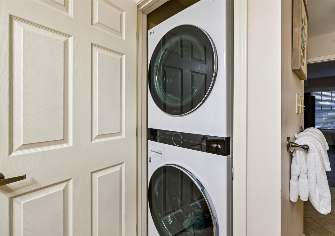 Your own in-unit laundry makes packing light and staying fresh effortless during your getaway.