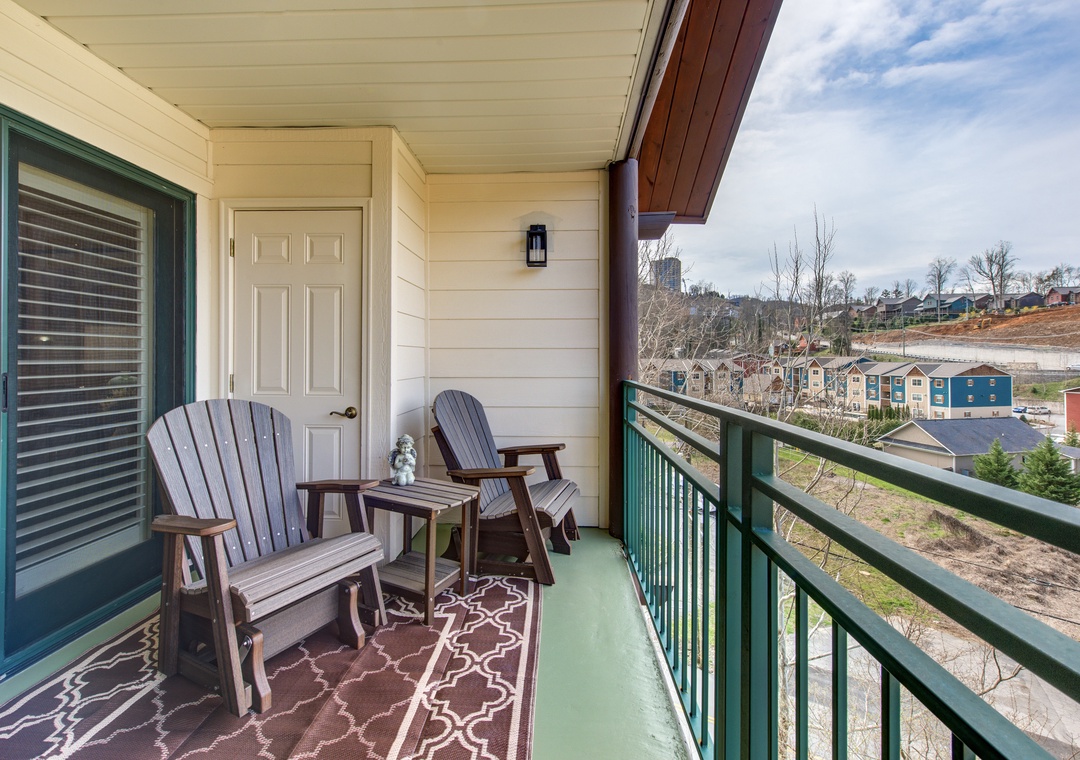 Step onto your private balcony and settle into comfortable seating while enjoying mountain views.