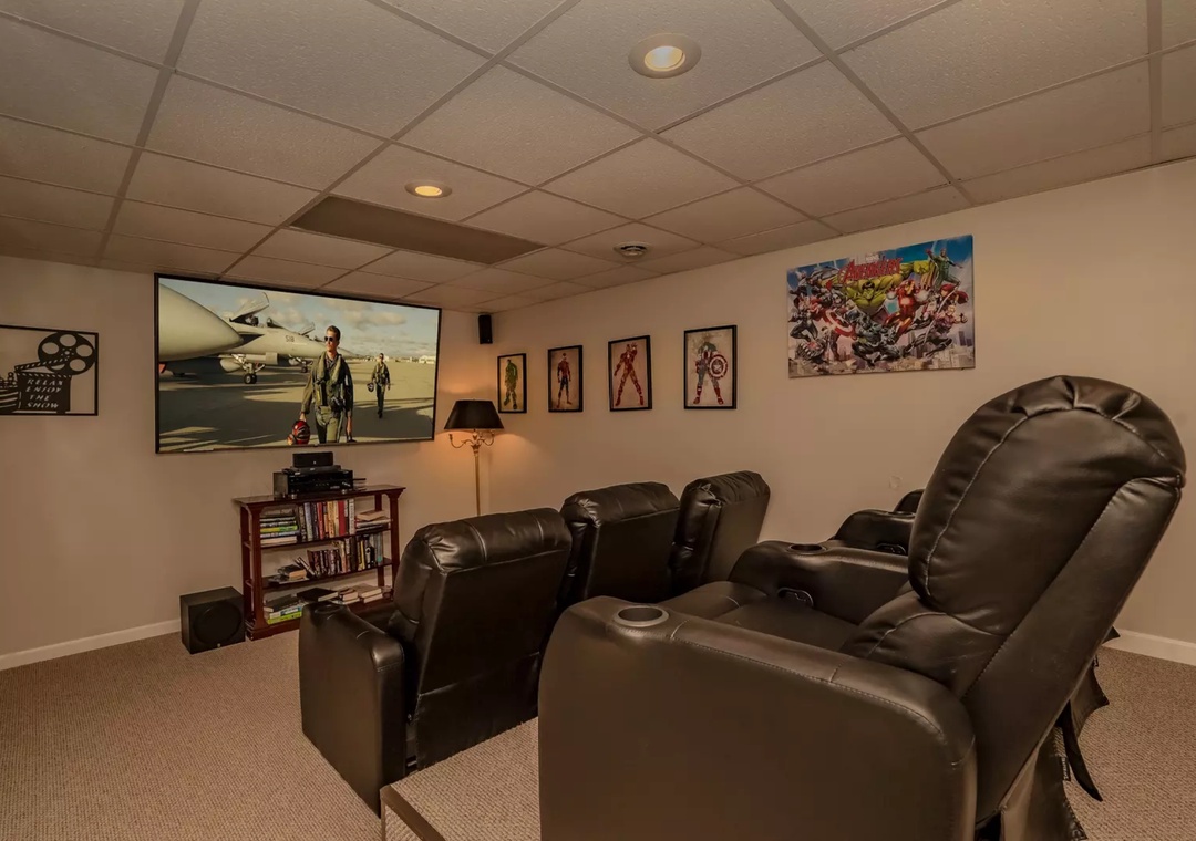 Your private theater awaits with plush recliners and big-screen entertainment for cozy movie nights.