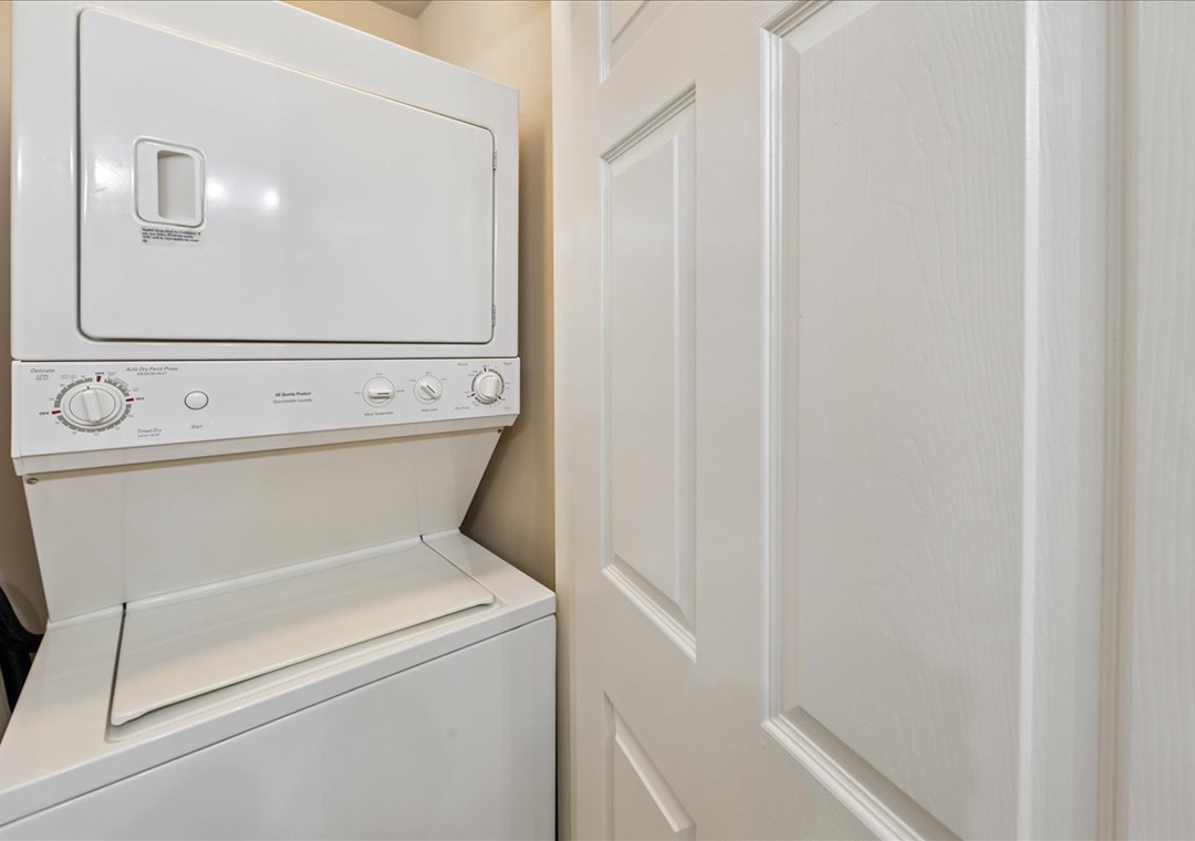 Your personal laundry space makes extended stays effortless with a convenient washer-dryer combo right in your rental.