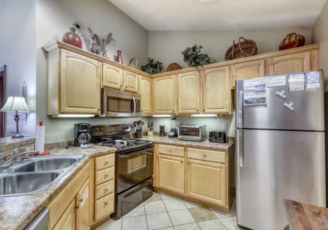 Your fully equipped kitchen features granite countertops, stainless steel appliances, and everything you need to prepare delicious meals during your stay.