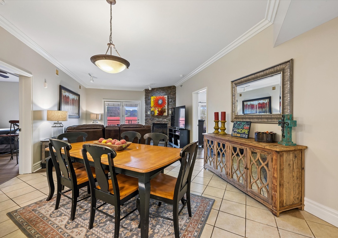 Gather around this elegant dining table for memorable meals with loved ones in your beautifully appointed space.