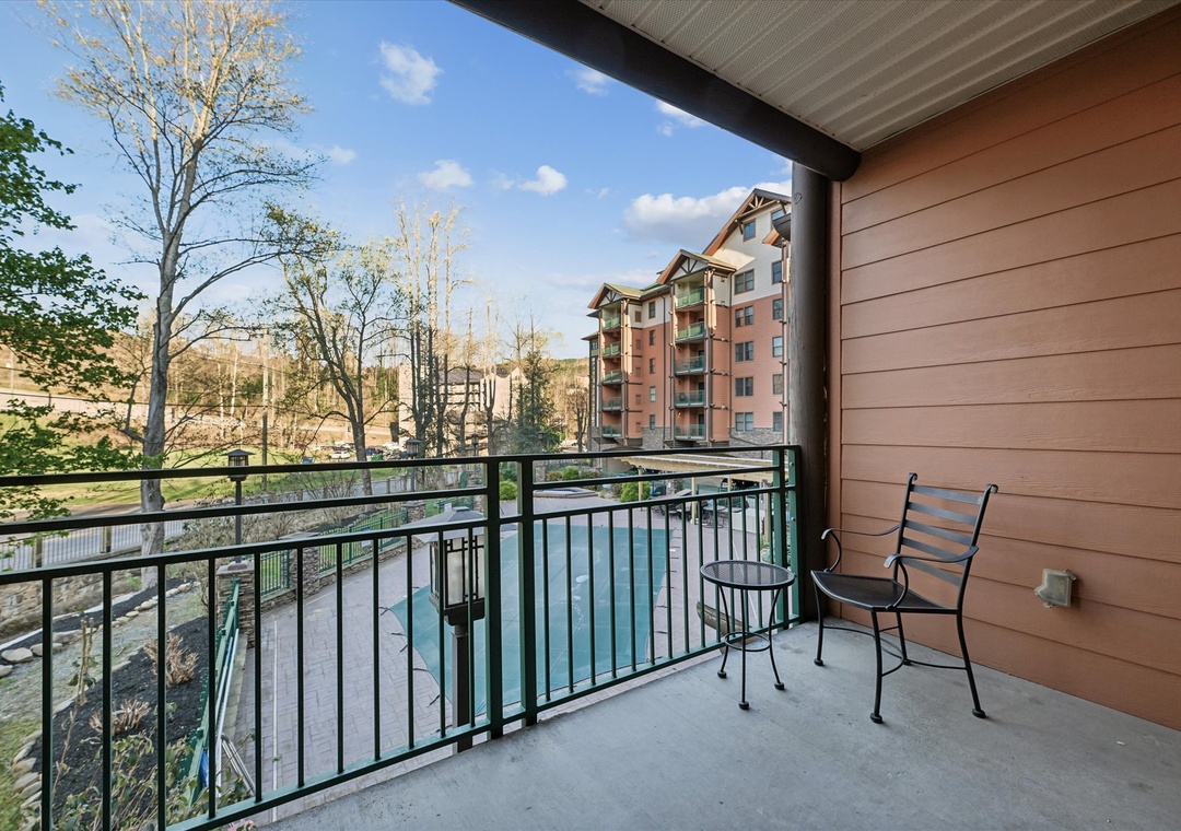 Step onto your private balcony and enjoy morning coffee while taking in the peaceful neighborhood views and fresh air.