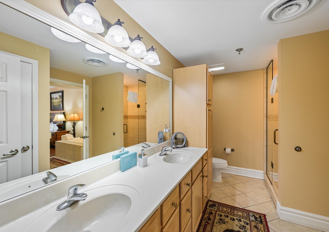 Refresh in your spacious ensuite with dual vanities, perfect for getting ready together before exploring.
