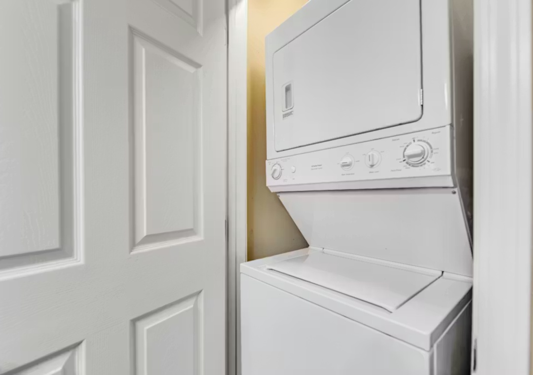 Your own private laundry closet makes extended stays effortless—wash and dry your clothes whenever you need.