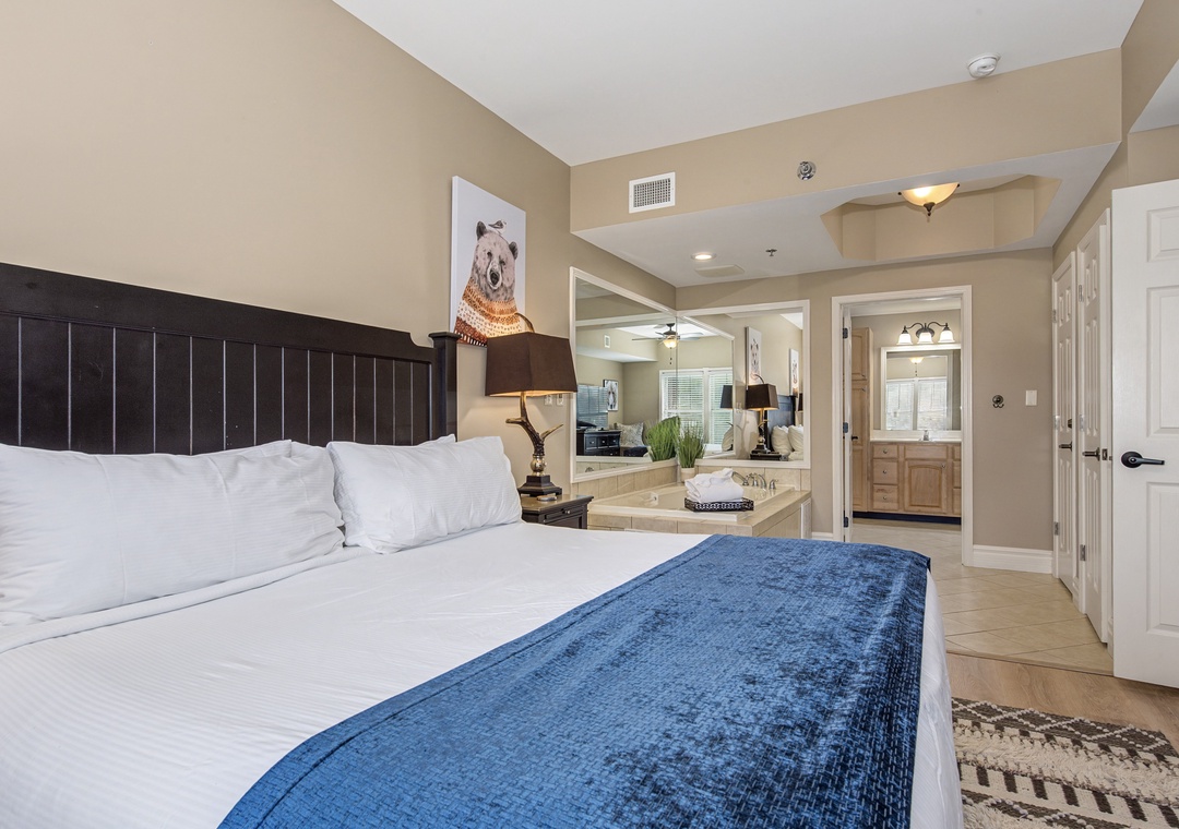 Sink into crisp linens and enjoy your open-concept suite, complete with kitchenette and cozy living space for the perfect home-away-from-home experience.