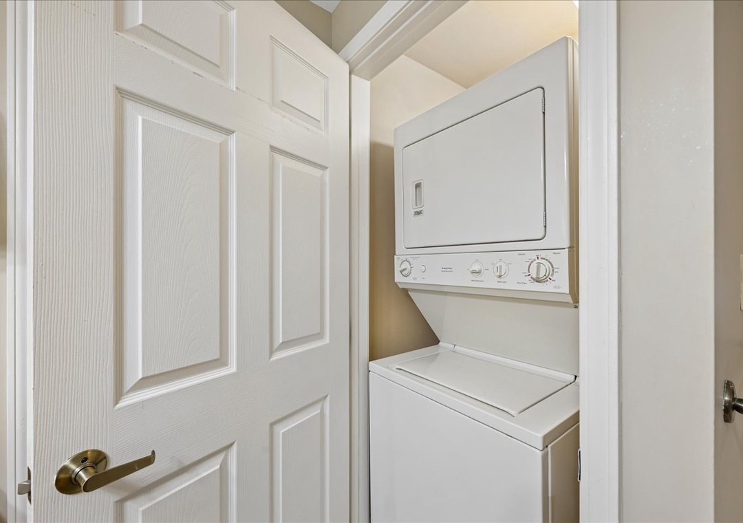 Your own private washer and dryer tucked away in this convenient closet make extended stays effortless and comfortable.
